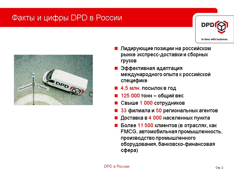 Факты и цифры DPD в России  Лидирующие позиции на российском рынке экспресс-доставки и